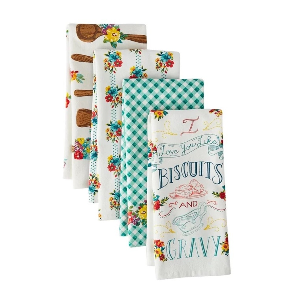 🌺 New Pioneer Woman Biscuits & Gravy 4-Piece Towel Set “Rolling Pin Design” - Picture 5 of 6